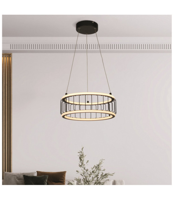 Circolo LED-Pendelleuchte Aluminium, Weichstahl Weiß, schwarzer Sand