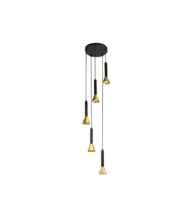 Signal-Pendelleuchte, Baustahl, Gold, Schwarz