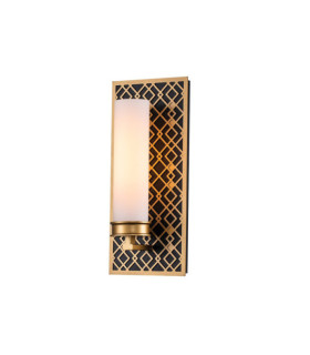 Badezimmer-Wandleuchte Ziggy Glass, goldlackierter Stahl