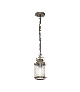 Suspension extérieur Kichler Aluminium,laiton,verre grainé transparent Bronze bruni