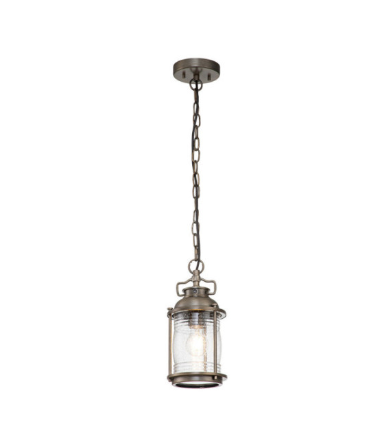Suspension extérieur Kichler Aluminium,laiton,verre grainé transparent Bronze bruni