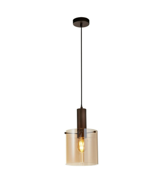 Sweden pendant light Mild steel, Brown glass