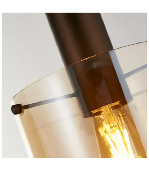 Sweden pendant light Mild steel, Brown glass