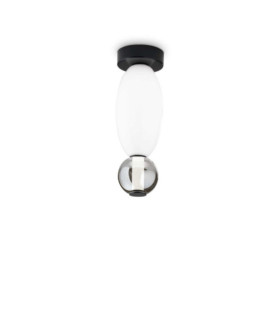 LED Ceiling Light Glass, Black Metal