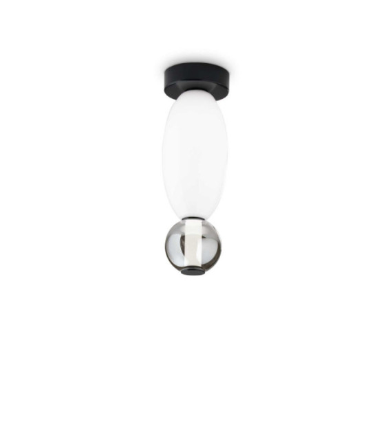 LED-Deckenleuchte aus Glas, schwarzem Metall