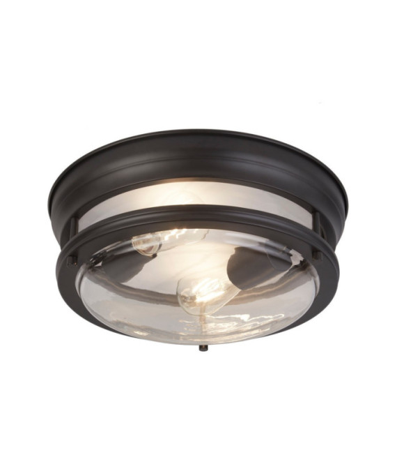 Plafonnier Glasgow Acier doux,verre Clair, noir