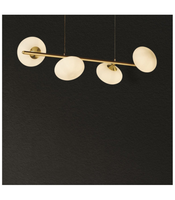 Suspension Pebble Acier doux Blanc, Laiton satiné