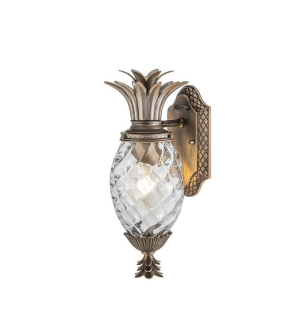 Plantation outdoor wall light Amber optical glass etched inside, aluminum Burnished bronze