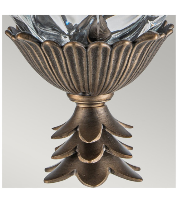 Aplique de exterior Plantation Vidrio óptico ámbar grabado en el interior, aluminio Bronce bruñido