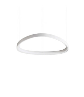 Lampada a sospensione LED Gemini in metallo, plastica bianca