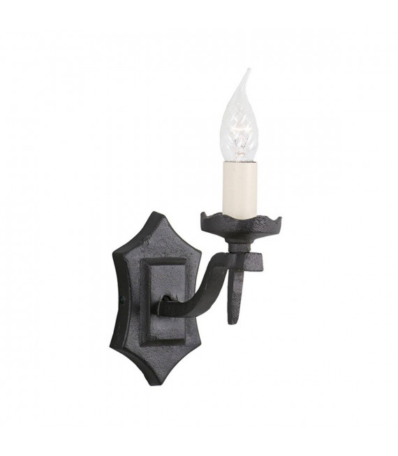 Aplique Rectory, hierro forjado negro, 1 bombilla