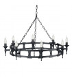 Suspension Saxon, fer forgé, noir, 5 ampoules