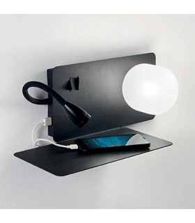Lampada da parete nera BOOK 2 lampadine