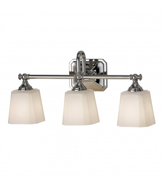 Aplique de pared Wallingford, cromo y vidrio, 2 bombillas