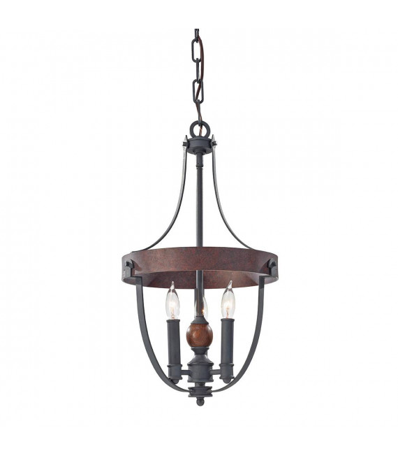 Lampada a sospensione Abbey, 3 lampadine, con paralume
