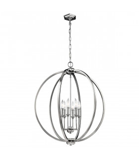 Lampada a sospensione Corinne, nichel lucido, 6 luci