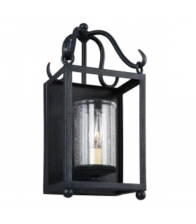 Lampada da parete per dichiarazione, ferro battuto antico, vetro