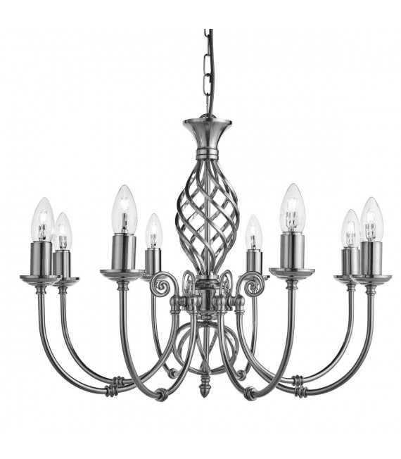 Hängelampe 8 Glühbirnen Sansibar, in Satin Silber