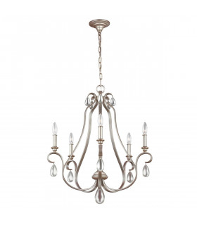 Pendente Dewitt, argento con finitura dorata, 5 lampadine