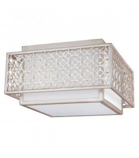 Lampada da soffitto Kenney, tela bianca e montatura grigio dorato, 2 luci