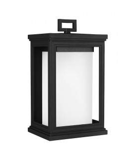 Farol Rosco, 34,2 cm, negro, cristal opal, IP44