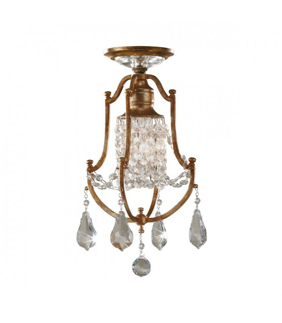 Lámpara colgante Valentina, bronce oxidado, decoraciones de cristal.