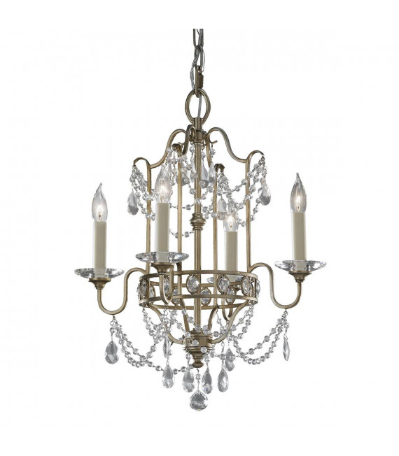 Suspension Bellini, bronze oxydé et cristal, 4 ampoules