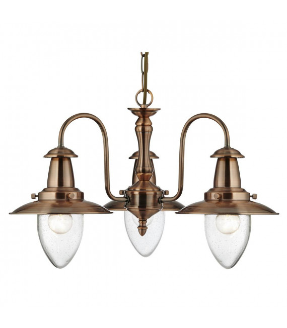 Colgante Fisherman de 3 luces, acabado cobre