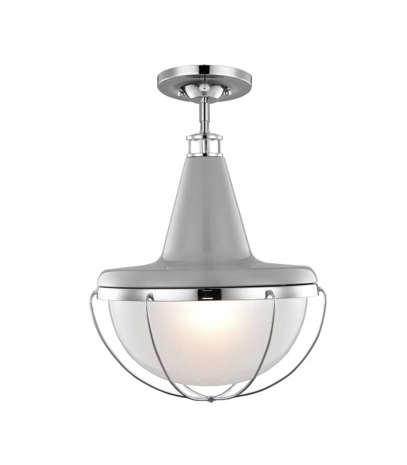 Lampada a sospensione Holloway, acciaio spazzolato e vetro opale, bianco, 4 lampadine