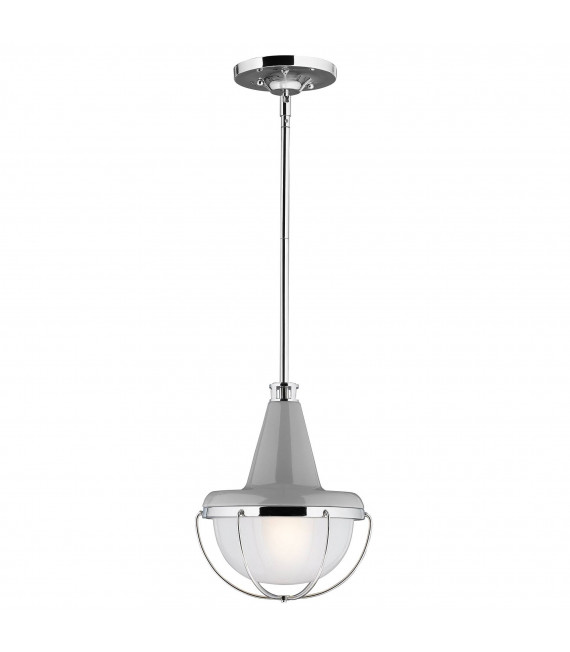 Lampada a sospensione Livinstone, nickel lucido e vetro, grande