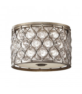 Colgante Lucia, plata bruñida y cristal, 42 cm, 2 bombillas