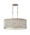 Suspenion Lucia, argent bruni et cristal, 42 cm, 2 ampoules