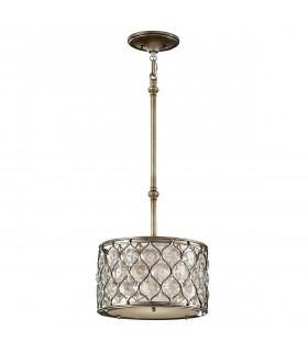 Colgante Lucia, plata bruñida y cristal, 42 cm, 2 bombillas