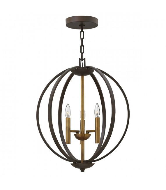 Euklid Pendelleuchte, spanische Bronze, 3 Lichter