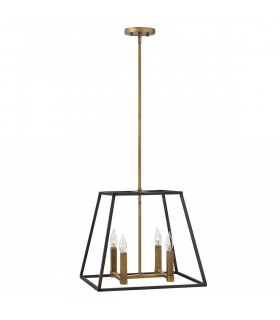 Lampada a sospensione Fulton, bronzo, 4 luci