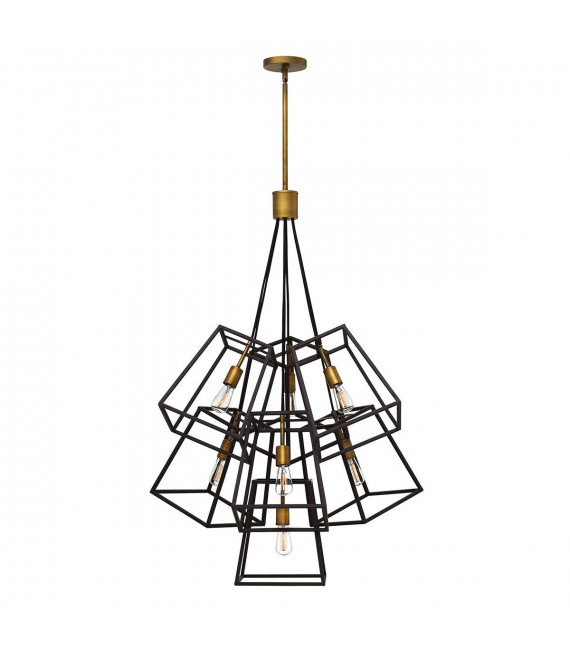 Lampada a sospensione Fulton, bronzo, 7 luci