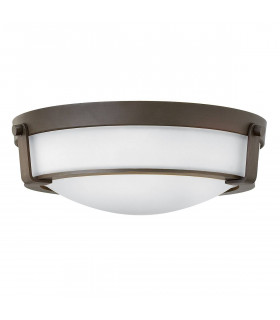 Lampada da soffitto Hathaway, bronzo invecchiato, vetro opale