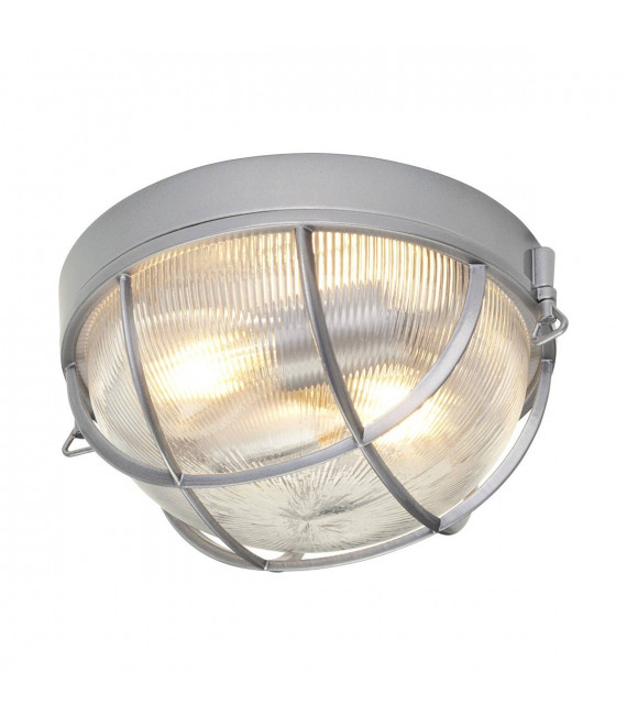 Marina Deckenleuchte, Hämatit, klares gerilltes Holophanglas