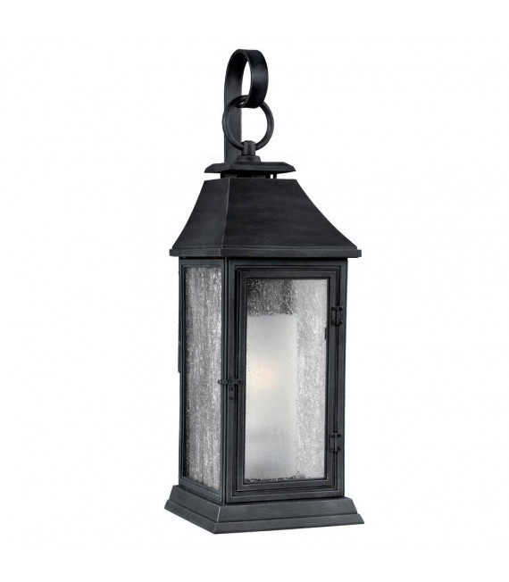 Lampada da parete Shepherd, zinco scuro e vetro, grande