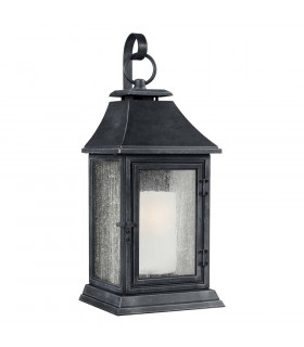 Lámpara de pared Shepherd, zinc oscuro y vidrio, grande