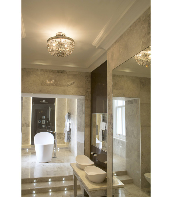 Lámpara colgante Malia, níquel pulido y cristal, 1 bombilla