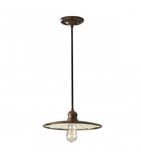 Colgante Lucia, plata bruñida y cristal, 42 cm, 2 bombillas