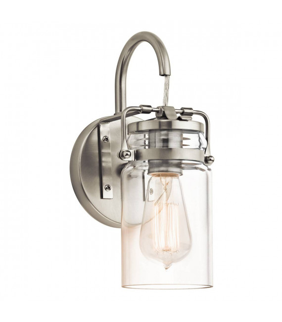 Brinley Wandleuchte, Nickel gebürstet, Glas