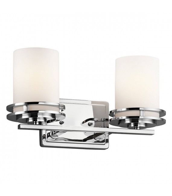 Lampada da parete Hendrick, cromo lucido, vetro opale, 2 LED