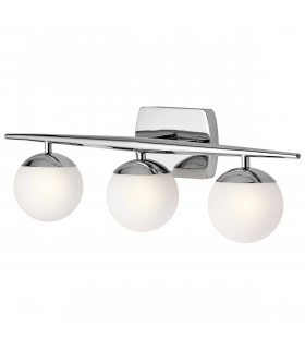 Jasper Wandleuchte, Chrom poliert, Opalglas, 3 LEDs