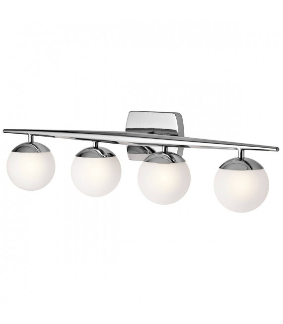 Lampada da parete Jasper, cromo lucido, vetro opale, 4 LED