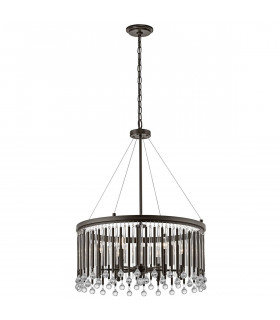 Lampadario Piper, metallo color espresso, vetro, 6 luci