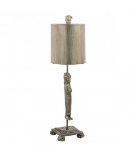Karyatidenlampe, Gold, mit Lampenschirm
