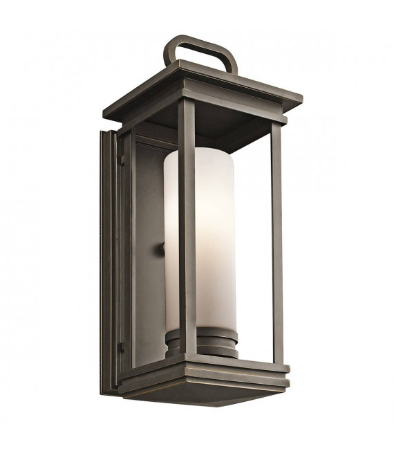 Applique per esterno South Hope, 45,1 cm, bronzo lucidato, vetro opale
