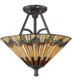 Semi-plafonnier Alcott, bronze valliant, verre tiffany